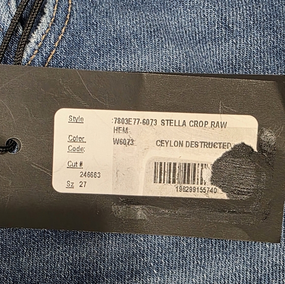 PAIGE STELLA CROP High Rise Modern Straight Jeans Ceylon Destructed Size 27 - Picture 7 of 10